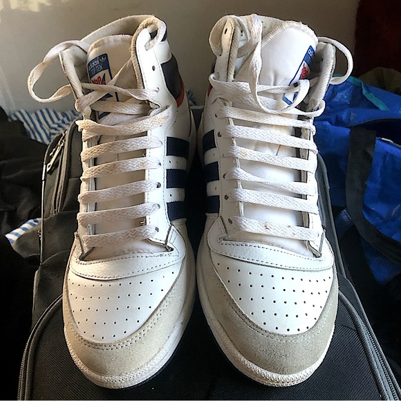 🦌Adidas Top Ten Women Men size 7.5 High Top Red/white/navy & gray GUC… 1️⃣0️⃣ - Picture 9 of 13